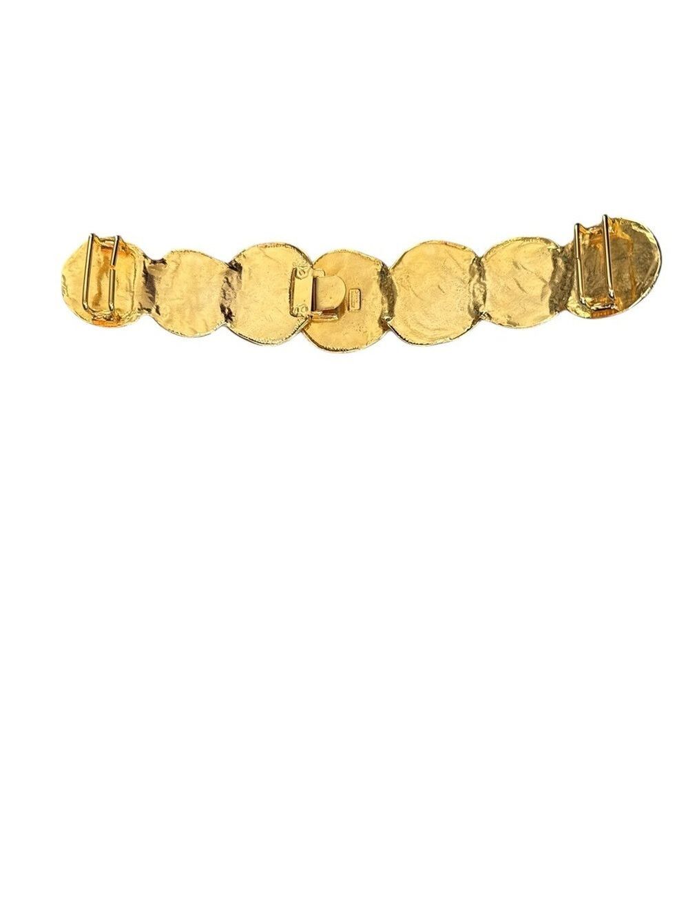 Vintage Accessocraft NYC Gold Hammered Disc Belt Front / Centerpiece 9” — 1970s - Picture 4 of 9